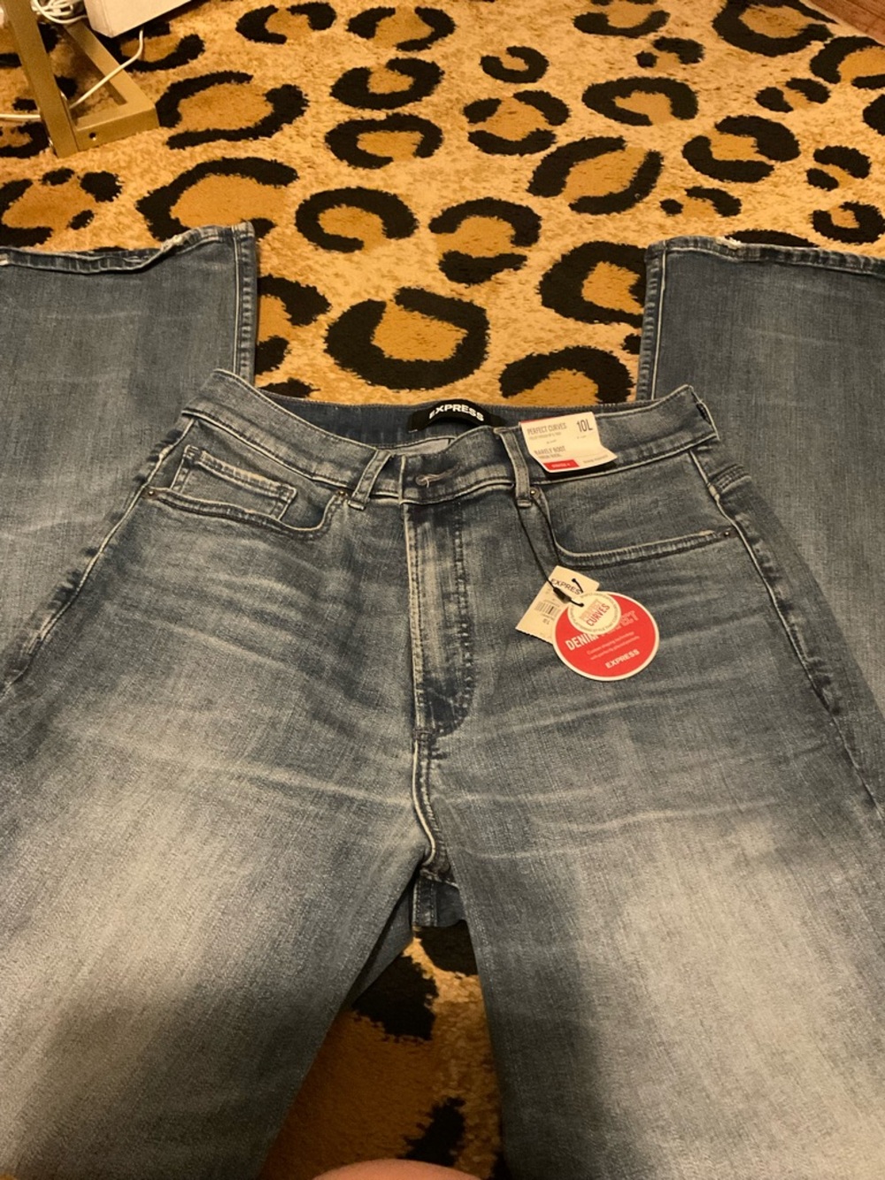 Express Light Blue Straight Leg Jeans